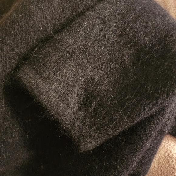 Sarah Spencer V-Neck Angora Rabbit Hair Lamb Wool Black Sweater Women's Large L - Picture 5 of 8